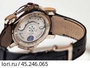 Munich, Swiss - 24 oct 2024: swiss wrist watch Ulysse Nardin SONATA Cathedral, close-up 3d. Silver wristband and bright steel dial, tachymeter, chronograph. Luxury watches concept. Copy ad text space. Редакционное фото, фотограф Aleksandr Golubev / Фотобанк Лори