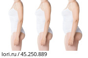 Woman's body before and after weight loss isolated on white background. Стоковое фото, фотограф Станислав Тарко / Фотобанк Лори