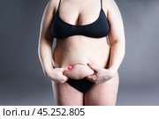 Overweight woman with fat belly, obesity female body. Стоковое фото, фотограф Станислав Тарко / Фотобанк Лори