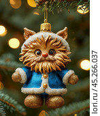 Fairytale brownie on the tree, bright Christmas tree toy. New Year's decor. Festive New Year's atmosphere. Стоковое AI-изображение, AI-художник Сергей Елизарьев / Фотобанк Лори