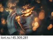 Modern concept of receiving information and sensations. Стоковое AI-изображение, AI-художник Михаил Коханчиков / Фотобанк Лори