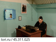 Реконструкция секретной части в Балаклавском подземном музейном комплексе. Севастополь, Крым (2021 год). Редакционное фото, фотограф Free Wind / Фотобанк Лори