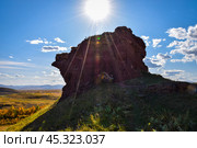 Хакасия, горная гряда Сундуки, Белый Июс (2019 год). Редакционное фото, фотограф Александр Галинский / Фотобанк Лори