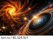 An image of a magnetic storm, a solar flare covering the earth, the sun, the globe. Feeling unwell. Solar radiation. Стоковое AI-изображение, AI-художник Photojuli / Фотобанк Лори