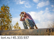 Квадробер на трубе. Стоковое фото, фотограф Григорий Михайлович Жгилёв / Фотобанк Лори