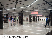 Пересадка в метро на станции Новаторская с БКЛ на Троицкую линию. Редакционное фото, фотограф Алёшина Оксана / Фотобанк Лори