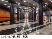 Станция "Генерала Тюленева" Московского метрополитена Троицкой линии. Редакционное фото, фотограф Алёшина Оксана / Фотобанк Лори