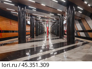 Станция "Генерала Тюленева" Московского метрополитена Троицкой линии. Редакционное фото, фотограф Алёшина Оксана / Фотобанк Лори