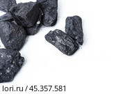 Natural wood charcoal Isolated on white. Стоковое фото, фотограф Сергей Толмачёв / Фотобанк Лори