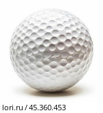 White golf ball resting on white background. Стоковое AI-изображение, AI-художник Иван Рябоконь / Фотобанк Лори