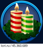 Christmas candles in frame. Стоковая иллюстрация, иллюстратор Светлана Широкова / Фотобанк Лори