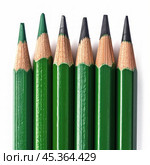 Six sharpened green colored pencils standing on end. Стоковое AI-изображение, AI-художник Иван Рябоконь / Фотобанк Лори
