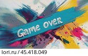 Game over colorful strokes background depicting ending or loss. Стоковое AI-видео, аниматор Юрий Поздников / Фотобанк Лори
