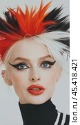 Model showing extravagant hairstyle and makeup posing for beauty shoot. Стоковое AI-видео, аниматор Юрий Поздников / Фотобанк Лори