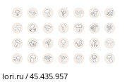 Forest Mushroom icon set line black outline in circle. Vector in doodle style edible and inedible. Стоковая иллюстрация, иллюстратор Оксана Марышева / Фотобанк Лори