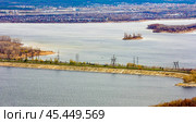 Top view of the city of Togliatti and the Zhigulevskaya hydroelectric station. Стоковое фото, фотограф Акиньшин Владимир / Фотобанк Лори