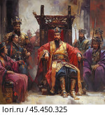 Chinese Emperor seated on a throne. Стоковое AI-изображение, AI-художник Михаил Коханчиков / Фотобанк Лори