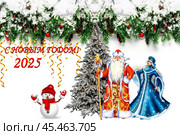Открытка с Новым Годом 2025. Стоковая иллюстрация, иллюстратор Наталья Владимировна Сергеева / Фотобанк Лори