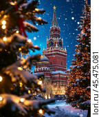 New Year's Moscow. Cityscape. Стоковое AI-изображение, AI-художник Сергей Елизарьев / Фотобанк Лори