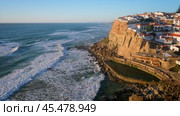 Scenic view of the seaside village of Azenhas do Mar, Portugal. Стоковое видео, видеограф Дмитрий Рухленко / Фотобанк Лори