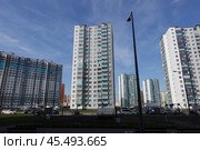Современный жилой комплекс застройки ЛСР, район Новая Охта. аллея Евгения Шварца, 4, Санкт-Петербург. Modern residential complex by LSR, Novaya Okhta district, Yevgeny Schwartz Alley, 4, Saint Petersburg. (2024 год). Редакционное фото, фотограф Юрий Пуликов / Фотобанк Лори