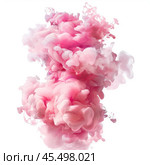 Pink ink cloud swirling in water creating abstract shapes. Стоковое AI-изображение, AI-художник Иван Рябоконь / Фотобанк Лори