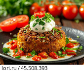 Potato cake with minced meat. Enjoy your meal! Стоковое AI-изображение, AI-художник Сергей Елизарьев / Фотобанк Лори