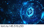 Символ Вай Фай (Wi-FI) на синем фоне. Стоковое AI-изображение, AI-художник Александр Жуков / Фотобанк Лори