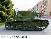 Лёгкий танк Т-26, участник Сталинградской битвы, на территории музея. Волгоград, музей-панорама Сталинградская битва, Россия. (2021 год). Редакционное фото, фотограф Андрей Цыганков / Фотобанк Лори