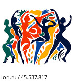 Dancers on abstract background. Стоковая иллюстрация, иллюстратор Екатерина Усольцева / Фотобанк Лори