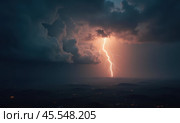 Ночная гроза. Стоковое AI-изображение, AI-художник Илья Старков / Фотобанк Лори
