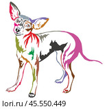 Colorful decorative portrait of standing in profile Prague Ratter, vector isolated illustration on white background. Стоковая иллюстрация, иллюстратор Алина Мелентьева / Фотобанк Лори