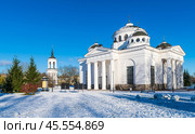 St. Sophia (Ascension) Cathedral and bell tower, snow lies in late autumn. Former temple of the Life Hussar Regiment. Architect Cameron. Стоковое фото, фотограф Михаил Аккуратoв / Фотобанк Лори