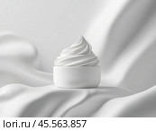 A sample of a white face cream for the manufacture of advertising and packaging with a high-quality photo. Mockup. Стоковое AI-изображение, AI-художник Ярославский Максим / Фотобанк Лори