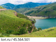 Picturesque view of the mountain lake Gizhgit with azure water. Caucasus. Стоковое фото, фотограф Константин Лабунский / Фотобанк Лори