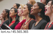 Choir singers performing on stage with enthusiasm and passion. Стоковое AI-видео, аниматор Юрий Поздников / Фотобанк Лори