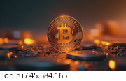 Светящийся фон с биткоином. Стоковое AI-видео, аниматор Виктория Кольцова / Фотобанк Лори
