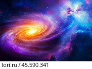 Космос, звезды, спиралевидная галактика. Стоковое AI-изображение, AI-художник Щеголева Ольга / Фотобанк Лори