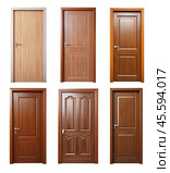 Set of a modern wooden doors with a platband, isolated on a transparent background. Стоковое AI-изображение, AI-художник Михаил Строгалев / Фотобанк Лори