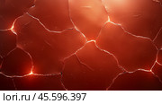 Cracked surface illuminated with a warm glow reveals texture and depth in various shades of red and orange. Стоковое AI-изображение, AI-художник Сергей Толмачёв / Фотобанк Лори