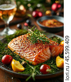 Salmon, lightly salted balyk. Enjoy your meal! Стоковое AI-изображение, AI-художник Сергей Елизарьев / Фотобанк Лори