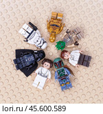 RUSSIAN, SAMARA - JANUARY 24, 2019. LEGO STAR WARS. Minifigures Star Wars Characters. Редакционное фото, фотограф Андрей Аркуша / Фотобанк Лори