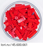 RUSSIA, SAMARA, NOVEMBER 20, 2021 - Lego constructor details. Редакционное фото, фотограф Андрей Аркуша / Фотобанк Лори