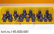 RUSSIA, SAMARA, FEBRUARY 7, 2022 - Lego Star Wars Minifigures Constructor. Inferno stormtrooper squad. Редакционное фото, фотограф Андрей Аркуша / Фотобанк Лори