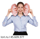 Young woman with big funny ears. Стоковое фото, фотограф Дмитрий Киселёв / Фотобанк Лори