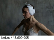 Graceful ballerina in the image of Odette from Pyotr Tchaikovsky's ballet "Swan Lake" Стоковое фото, фотограф Дмитрий Киселёв / Фотобанк Лори