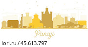 Panaji India City Skyline Silhouette with Golden Buildings Isolated on White. Стоковая иллюстрация, иллюстратор Игорь Сорокин / Фотобанк Лори