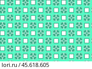 Mint background pattern from the square figures. Geometric seamless design template with simple symmetric ornament. Creative raster pattern in Aqua Menthe bright colour. Best for tile, advert, cloth. Стоковая иллюстрация, иллюстратор Константин Григорьев / Фотобанк Лори
