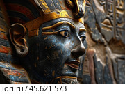 Majestic tutankhamun death mask exhibiting ancient egyptian art and history. Стоковое AI-изображение, AI-художник Иван Рябоконь / Фотобанк Лори