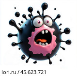 Cartoon virus character isolated on white background. Стоковое AI-изображение, AI-художник ArtVladZ / Фотобанк Лори